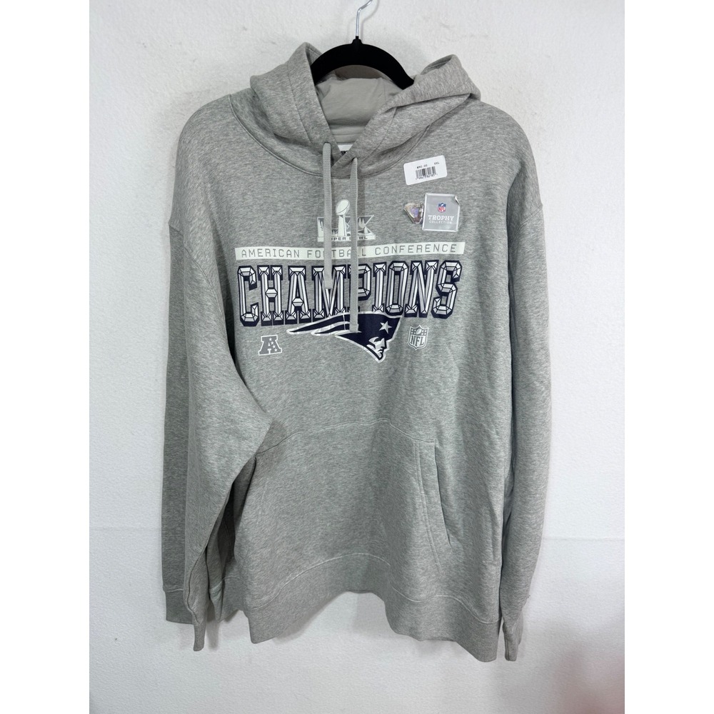 Nike Hoodie Super Bowl LII AFC Champions New England Patriots Men's XXL Gray New
